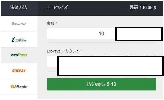 賭けリンジャパンエコペイズ出金