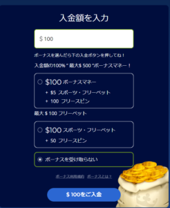オンラインカジノへの入金手順その2